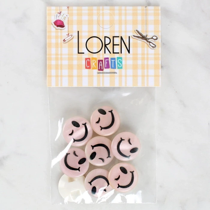 Loren Crafts 8li Gülen Yüz Düğme - 1026