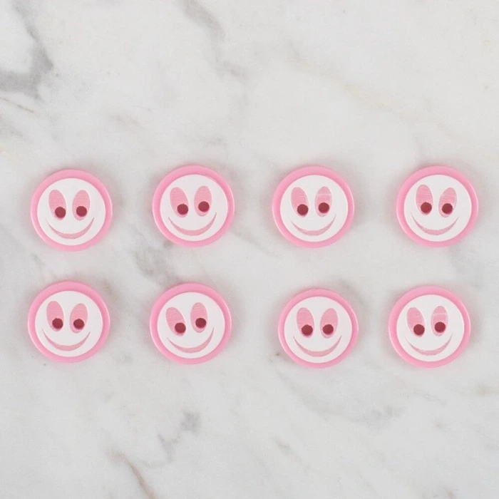 Loren Crafts 8 li Gülen Yüz Pembe Düğme - 541