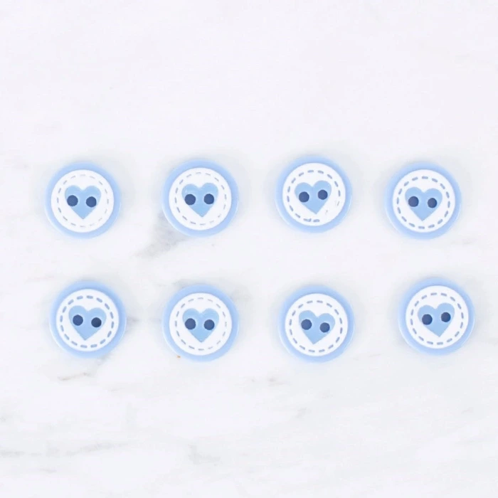 Loren Crafts 8 li Kalp Mavi Düğme - 0476