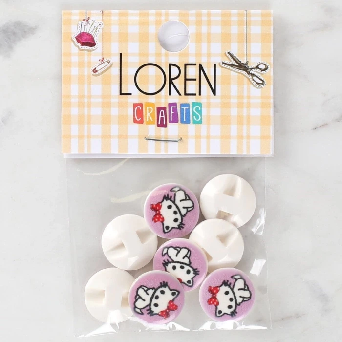 Loren Crafts 8li Kedi Düğme - 1064