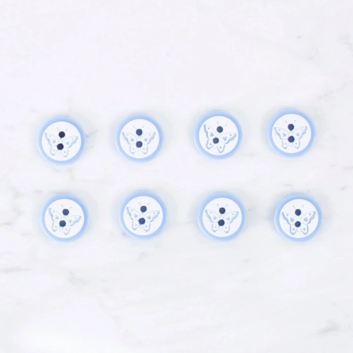 Loren Crafts 8 li Kelebek Mavi Düğme - 0513