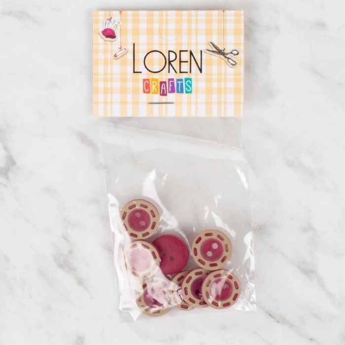 Loren Crafts 8 li Kırmızı Düğme - 294