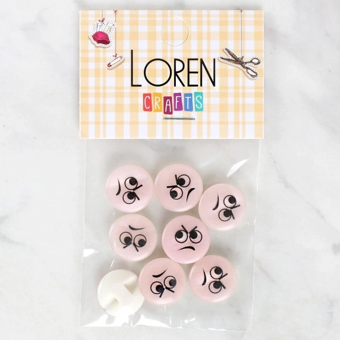 Loren Crafts 8li Kızgın Yüz Düğme - 1021