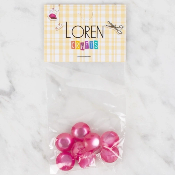 Loren Crafts 8 li Koyu Pembe Düğme - 51