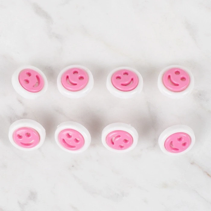 Loren Crafts 8 li Koyu Pembe Gülen Yüz Düğme - 636