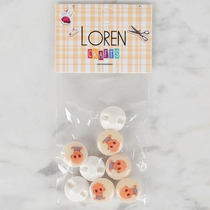 Loren Crafts 8 li Krem Bebek Düğme - 673