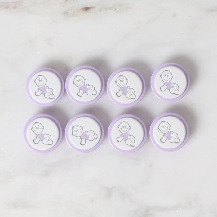 Loren Crafts 8 li Lila Bebek Düğme - 374