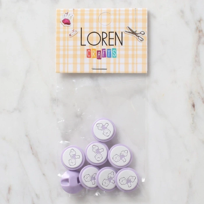 Loren Crafts 8 li Lila Bebek Düğme - 374