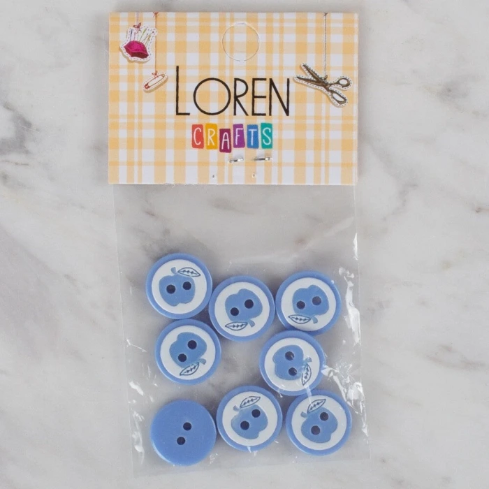 Loren Crafts 8 li Mavi Elma Düğme - 463