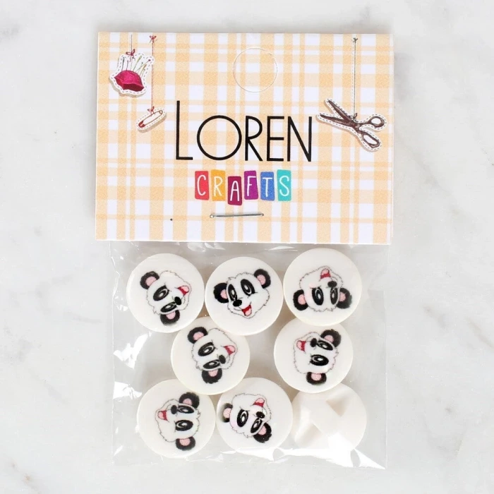 Loren Crafts 8li Panda Düğme - 1050