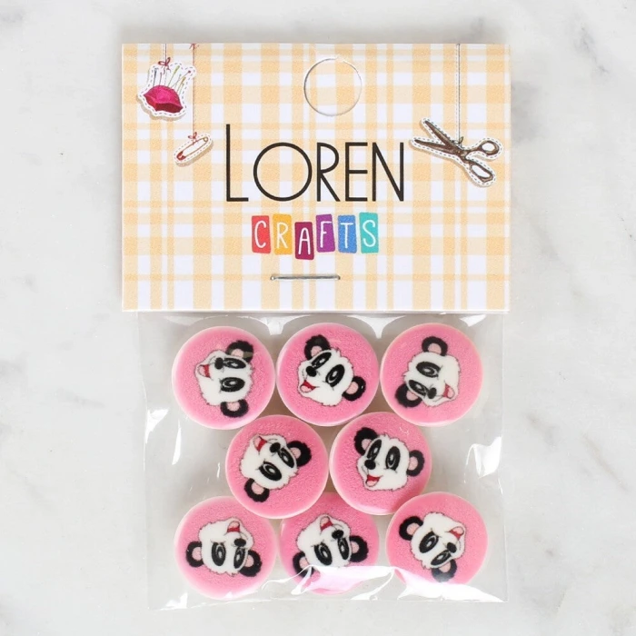 Loren Crafts 8li Panda Düğme - 1051