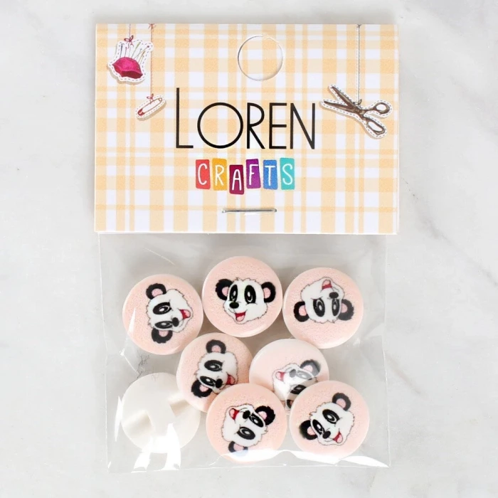 Loren Crafts 8li Panda Düğme - 1053