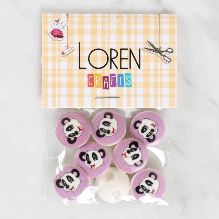 Loren Crafts 8li Panda Düğme - 1055