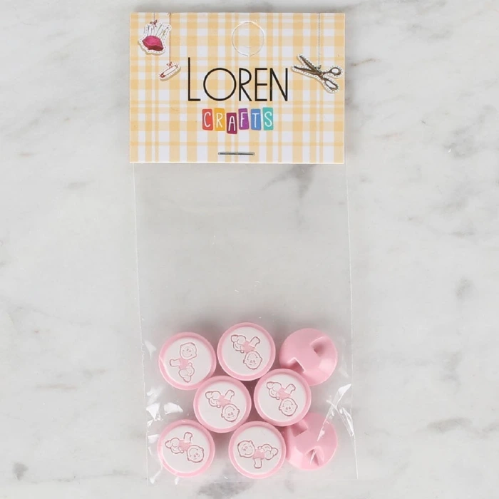 Loren Crafts 8 li Pembe Bebek Düğme - 376