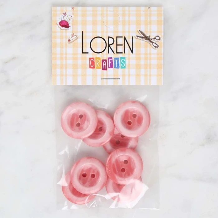 Loren Crafts 8li Pembe Düğme - 1743