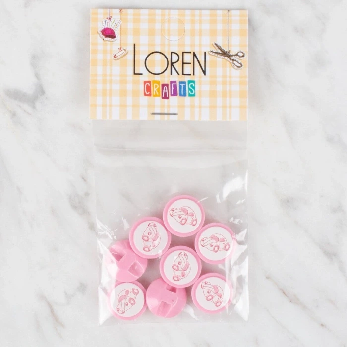 Loren Crafts 8 li Pembe Düğme - 398