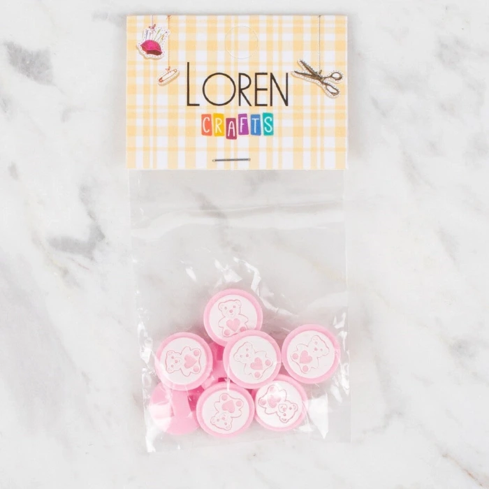 Loren Crafts 8 li Pembe Düğme - 407