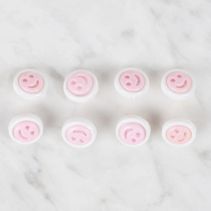 Loren Crafts 8 li Pembe Gülen Yüz Düğme - 635