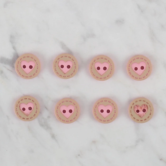 Loren Crafts 8 li Pembe Kalp Düğme - 328