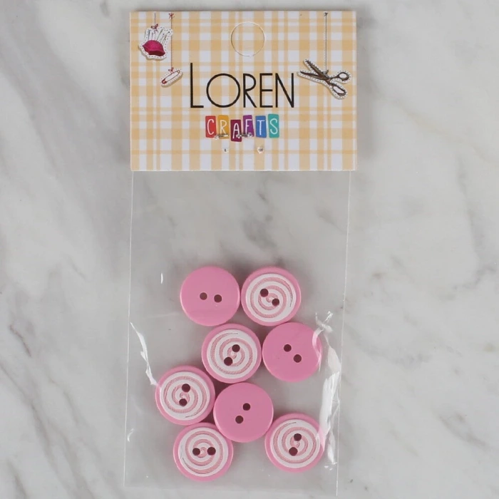 Loren Crafts 8 li Pembe Yuvarlak Düğme - 448