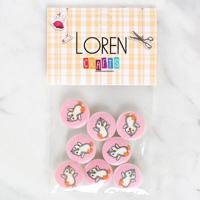 Loren Crafts 8li Penguen Düğme - 1038