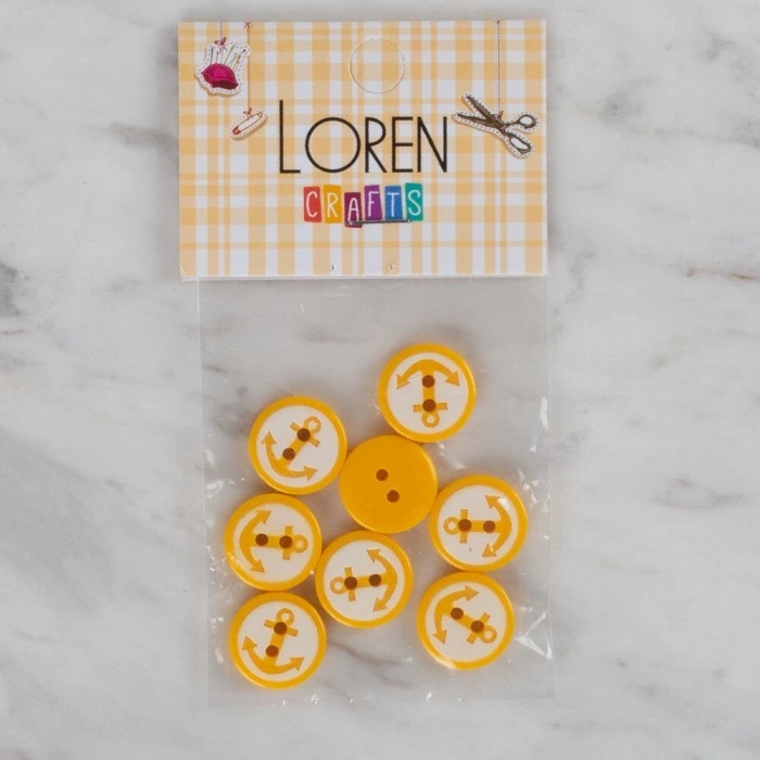 Loren Crafts 8 li Sarı Çapa Düğme - 607