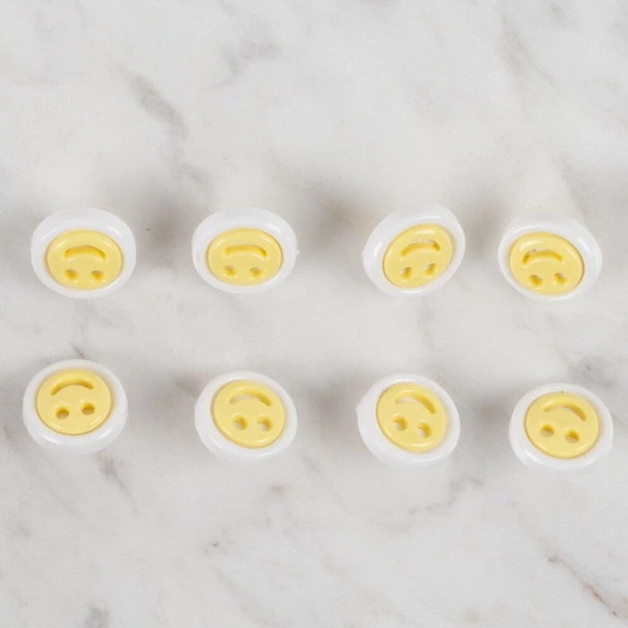 Loren Crafts 8 li Sarı Gülen Yüz Düğme - 630