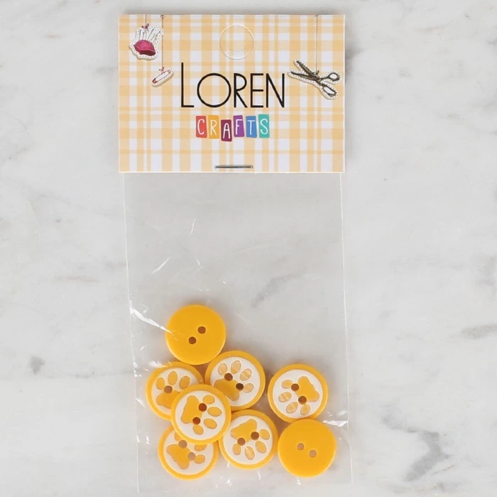 Loren Crafts 8 li Sarı Pati Düğme - 613