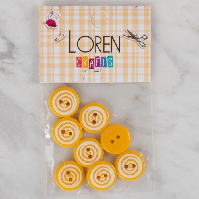 Loren Crafts 8 li Sarı Yuvarlak Düğme - 455