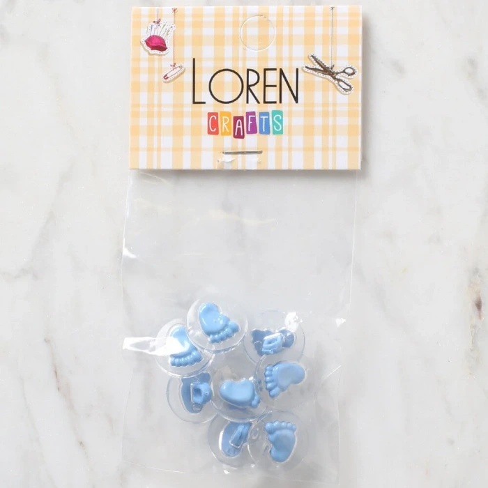 Loren Crafts 8 li Şeffaf Mavi Ayak Düğme - 272