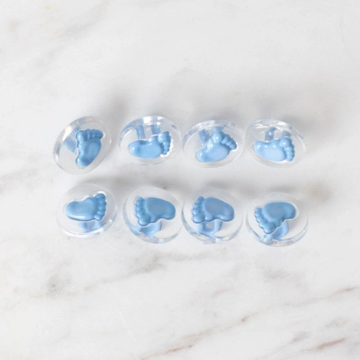 Loren Crafts 8 li Şeffaf Mavi Ayak Düğme - 272