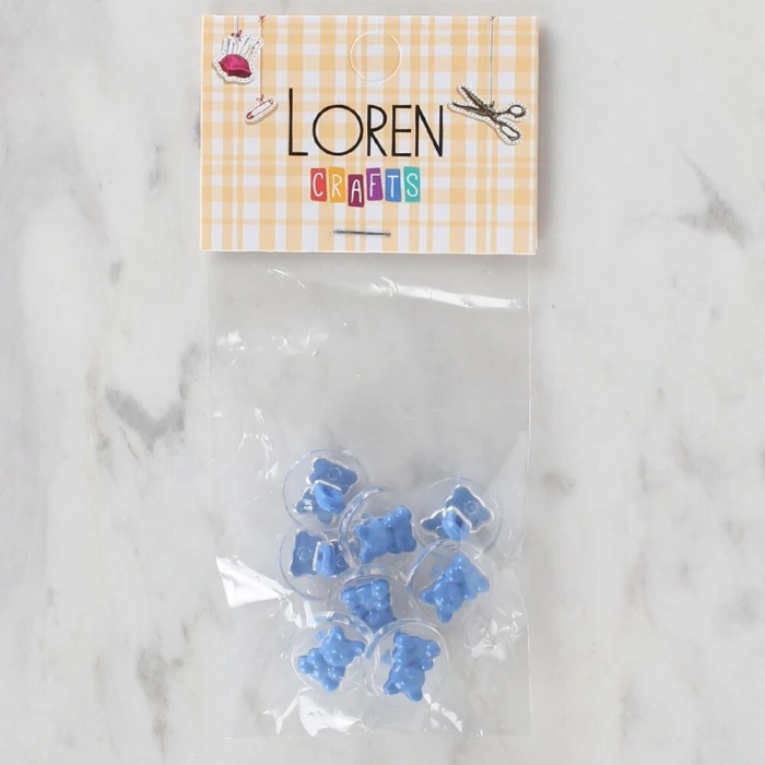 Loren Crafts 8 li Şeffaf Mavi Ayıcık Düğme - 271
