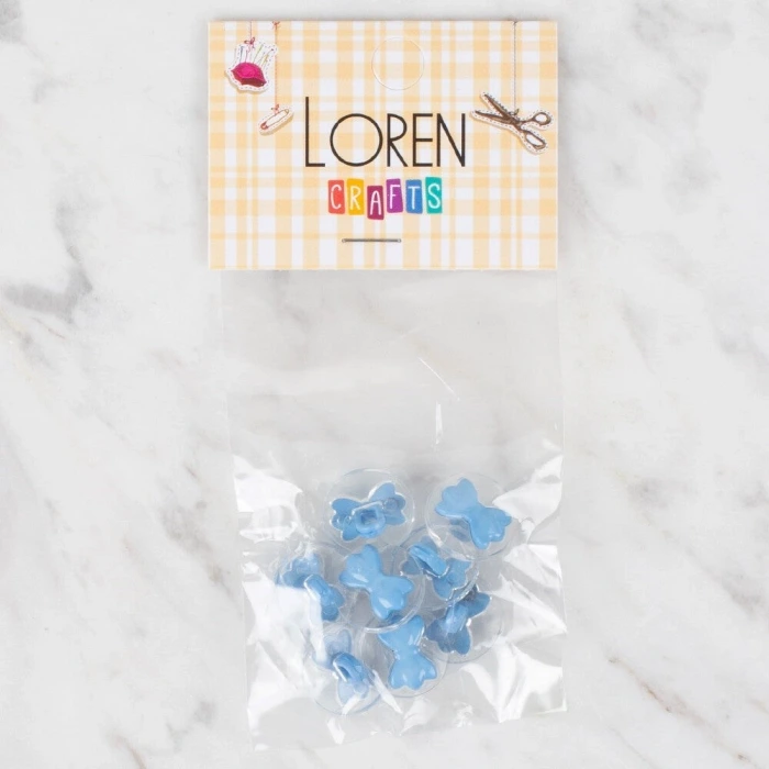 Loren Crafts 8 li Şeffaf Mavi Kurdele Düğme - 266