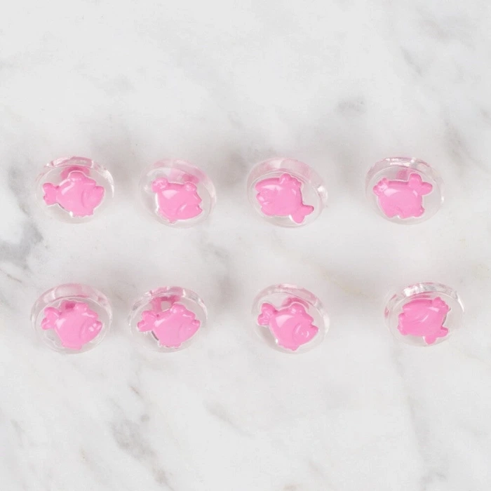 Loren Crafts 8 li Şeffaf Pembe Balık Düğme - 257