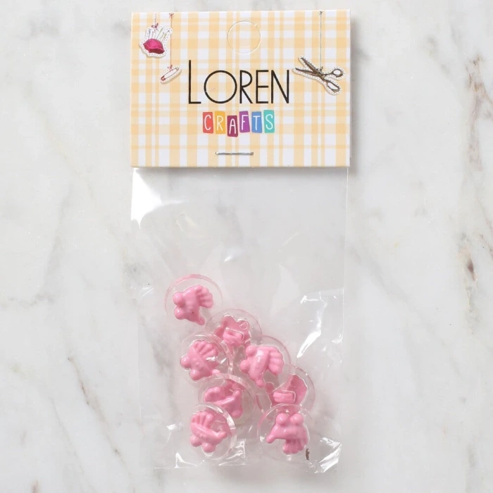Loren Crafts 8 li Şeffaf Pembe Bebek Arabası Düğme