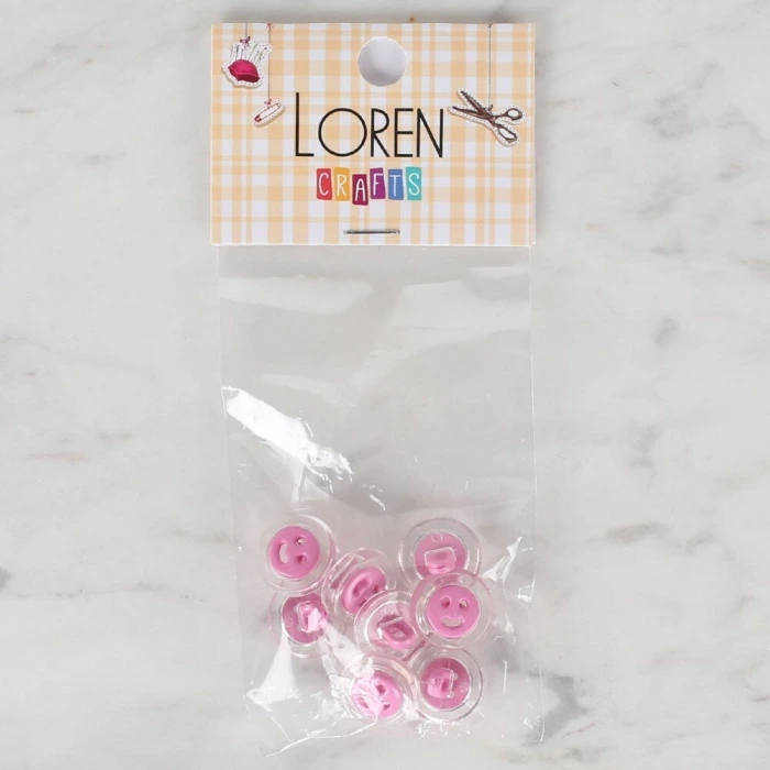 Loren Crafts 8 li Şeffaf Pembe Düğme - 260