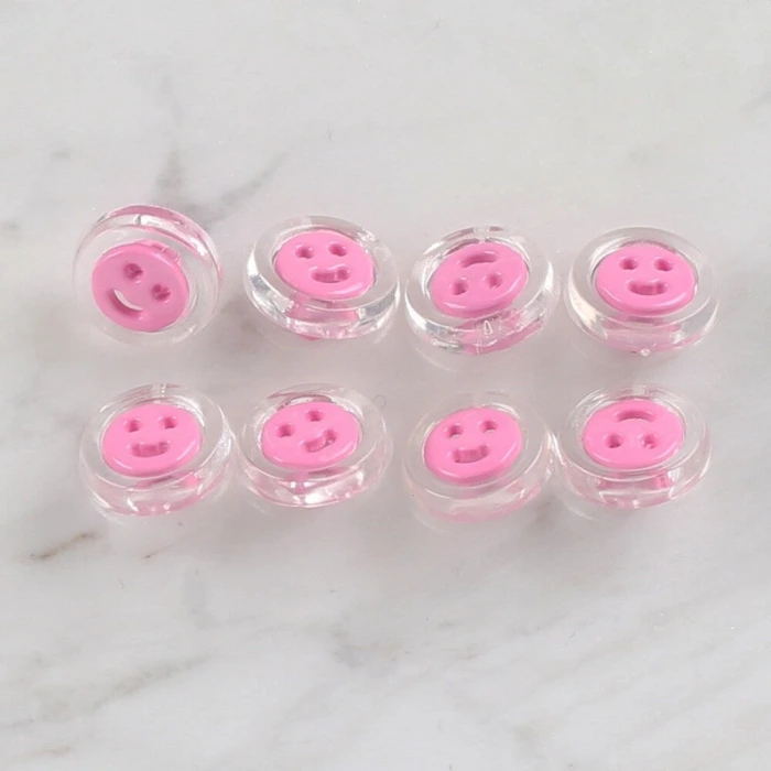 Loren Crafts 8 li Şeffaf Pembe Düğme - 260