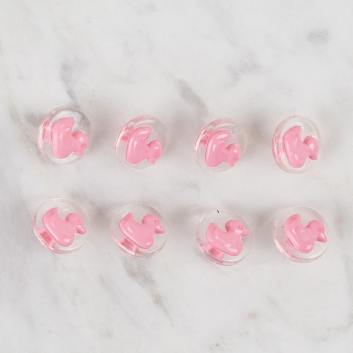 Loren Crafts 8 li Şeffaf Pembe Ördek Düğme - 259