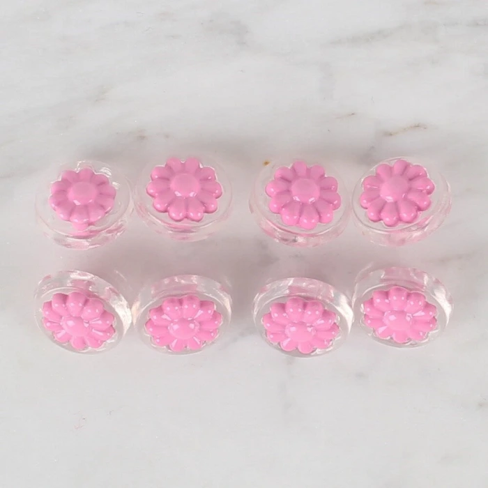 Loren Crafts 8 li Şeffaf Pembe Papatya Düğme - 254