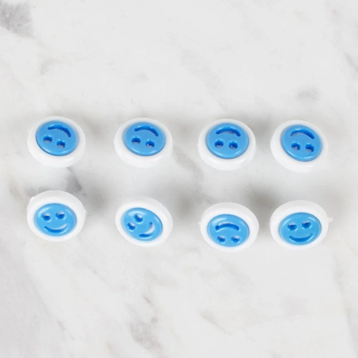 Loren Crafts 8 li Turkuaz Gülen Yüz Düğme - 633