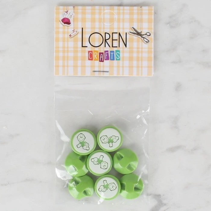 Loren Crafts 8 li Yeşil Bebe Düğme - 373