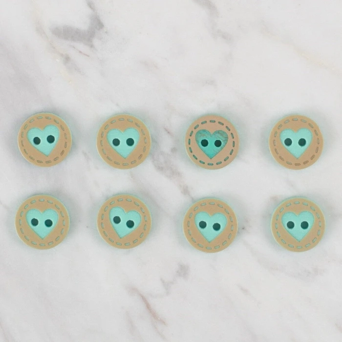 Loren Crafts 8 li Yeşil Kalp Düğme - 325