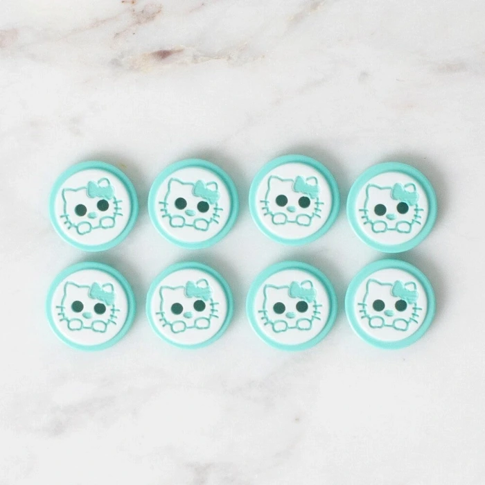 Loren Crafts 8 li Yeşil Kedi Düğme - 588