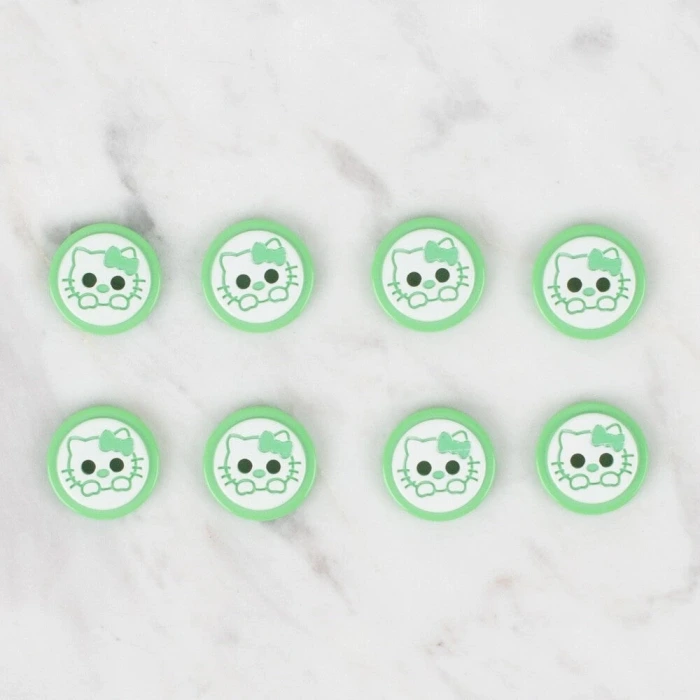 Loren Crafts 8 li Yeşil Kedi Düğme - 589