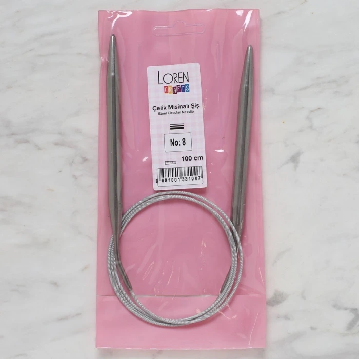 Loren Crafts 8 mm Çelik Misinalı Şiş 100 cm