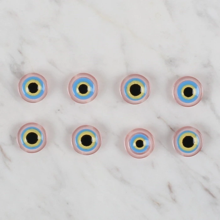 Loren Crafts açık pembe 8 li nazar boncuğu düğme -