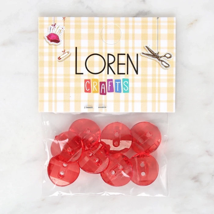 Loren Crafts Kırmızı 8li Düğme - 3063