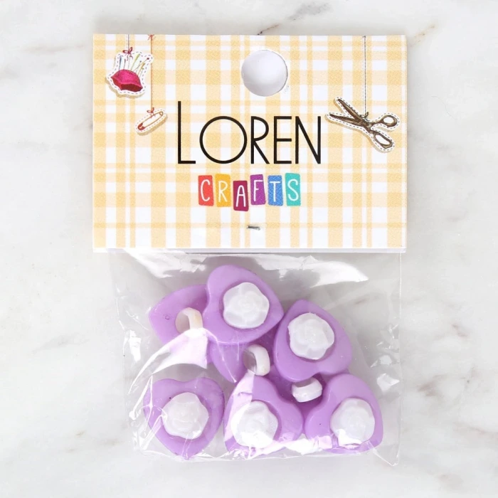 Loren Crafts Lila 8li Düğme - 3052