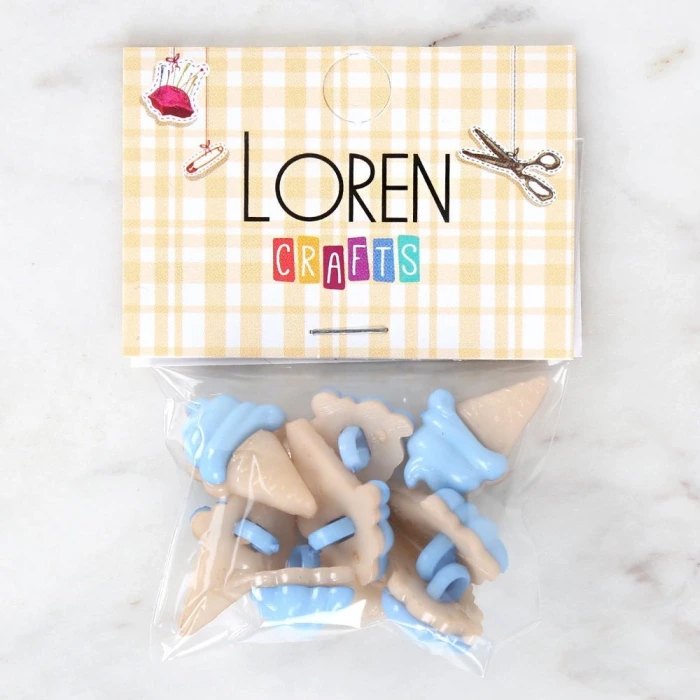 Loren Crafts Mavi 8li Düğme - 3071