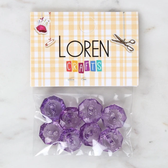 Loren Crafts Mor 8li Düğme - 3066